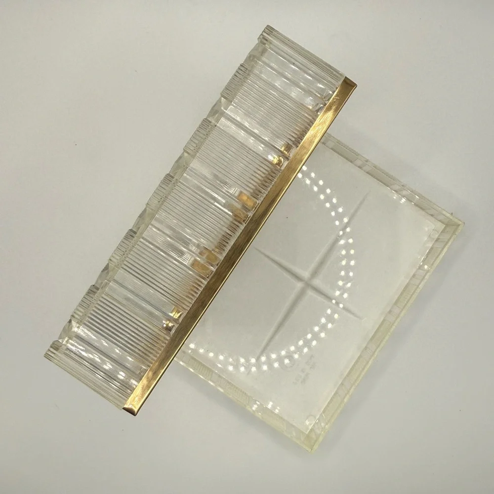Vintage Clear acrylic and Gold Geometric Decorative Tray trinket box - Picture 6 of 9